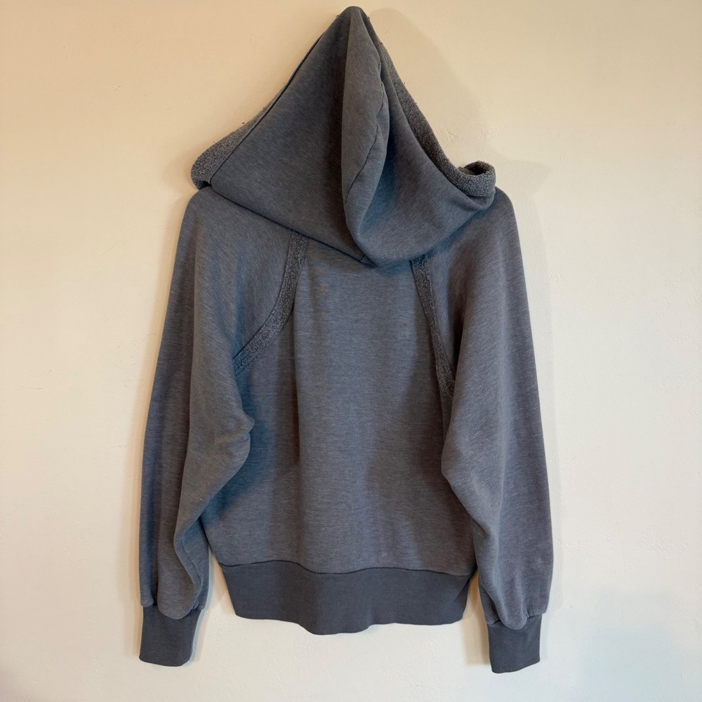 Free People Movement V-Neck Hoodie Blue Gray Fleece Relaxed Lounge Athleisure M - Picture 5 of 13